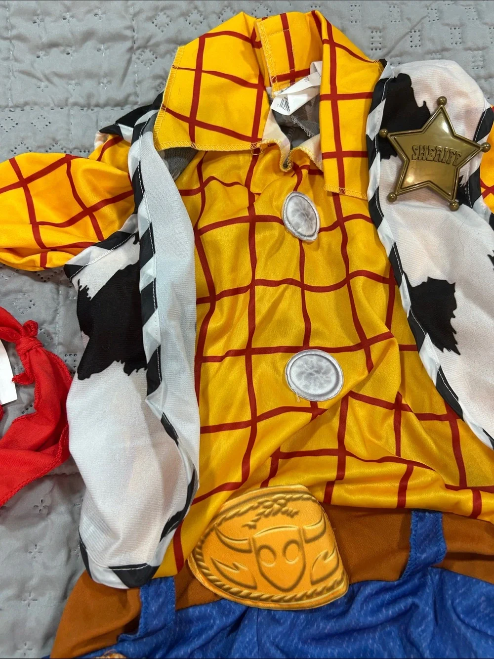 Pixar Disney Woody Yellow & Blue Kids Cowboy Costume 4 piece set